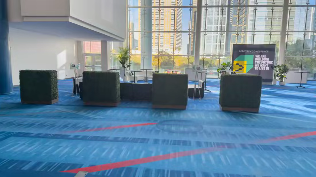 Modular artificial hedge event build at Afrotech 2024 in Houston