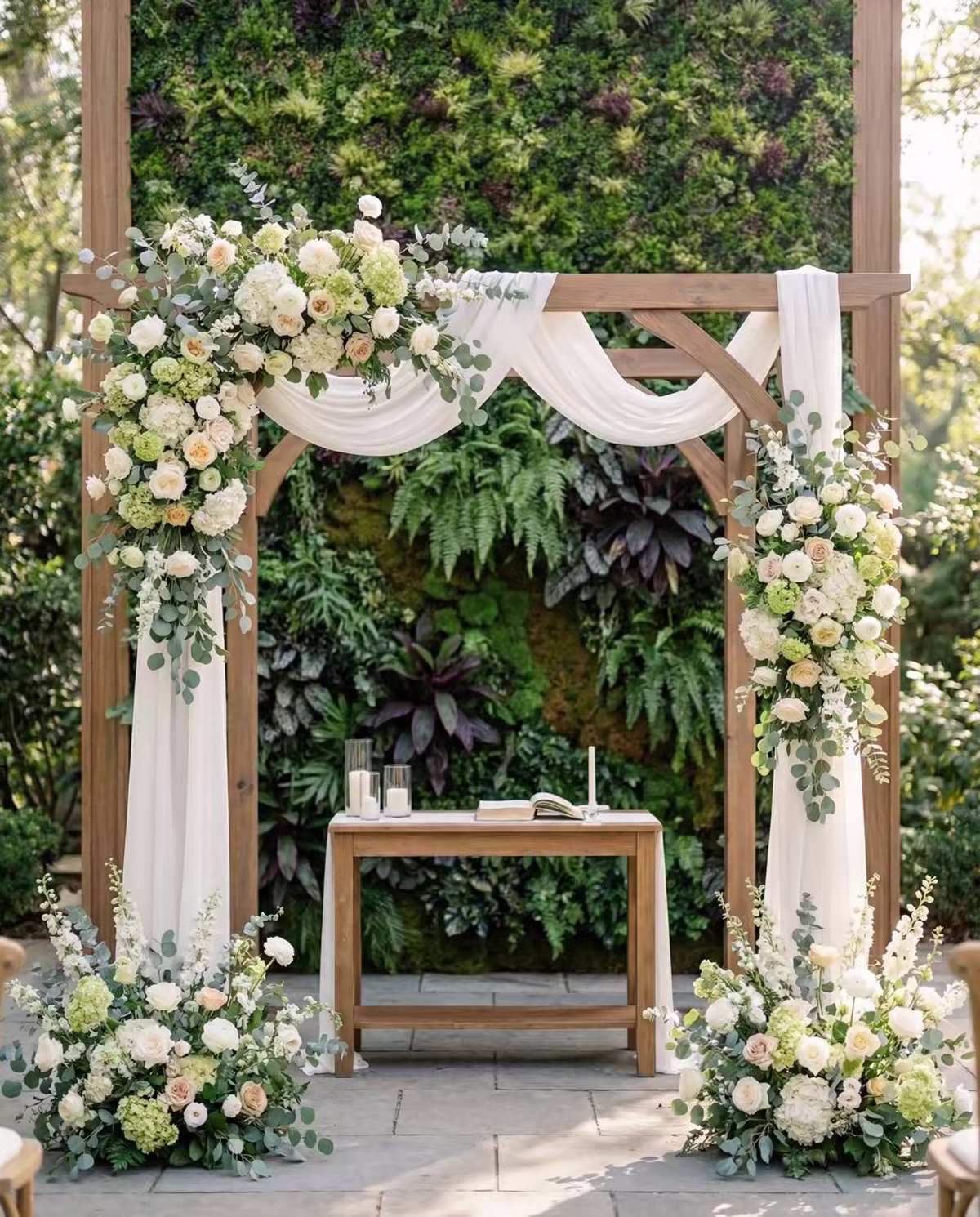 Champagne wall greenery moment