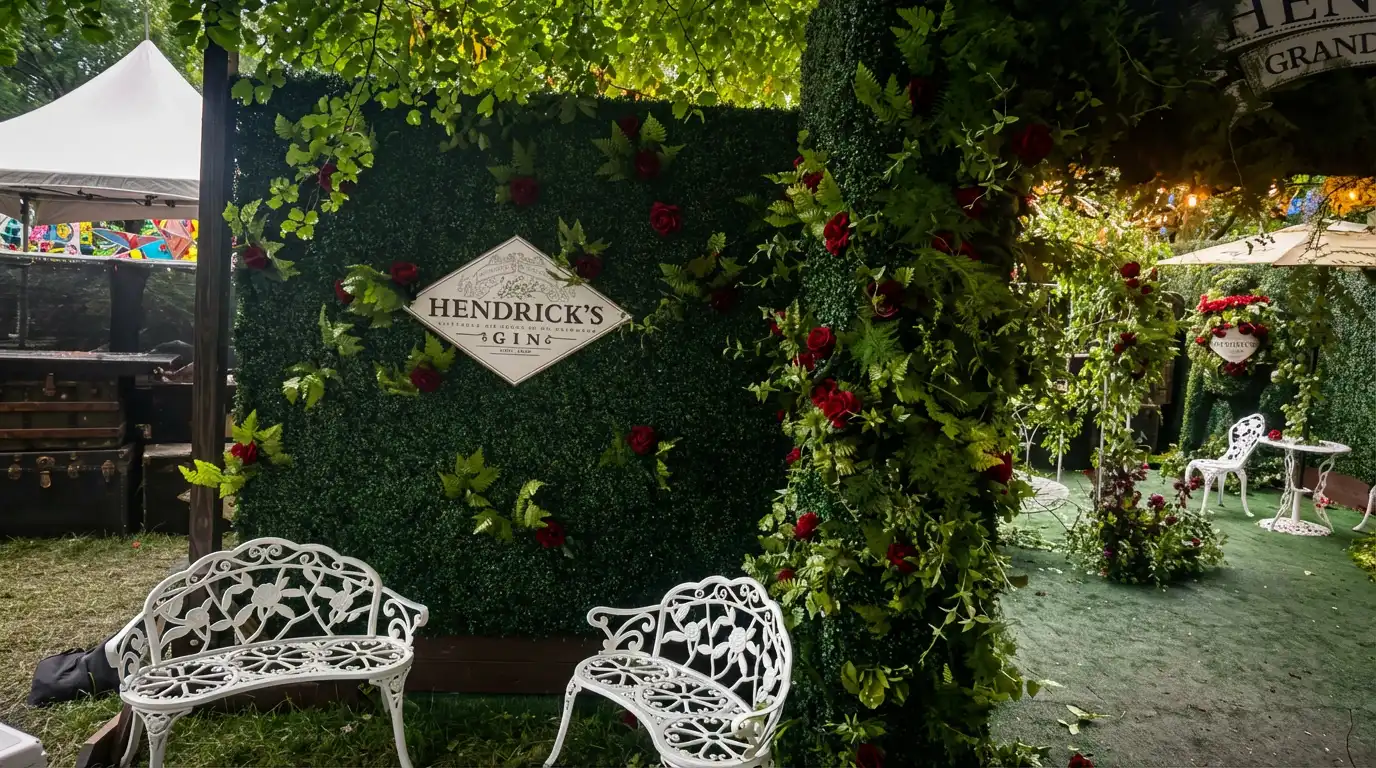 Custom hedge experience cube installation at Lollapalooza in Chicago